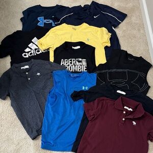 Boys Abercrombie , under armour , Ralph Lauren shirts size 10 (M )